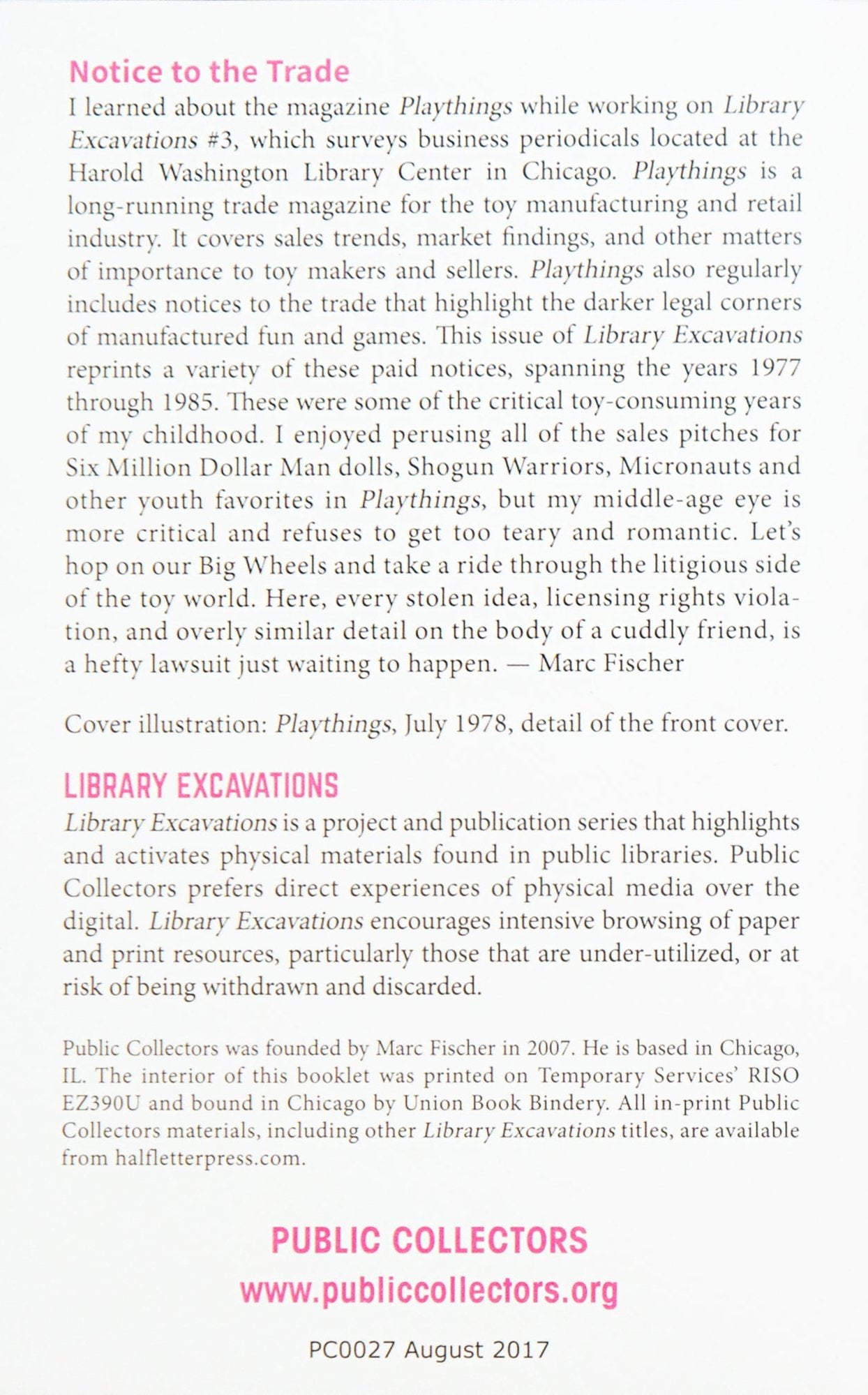 Library Excavations #6: Notice to the Trade